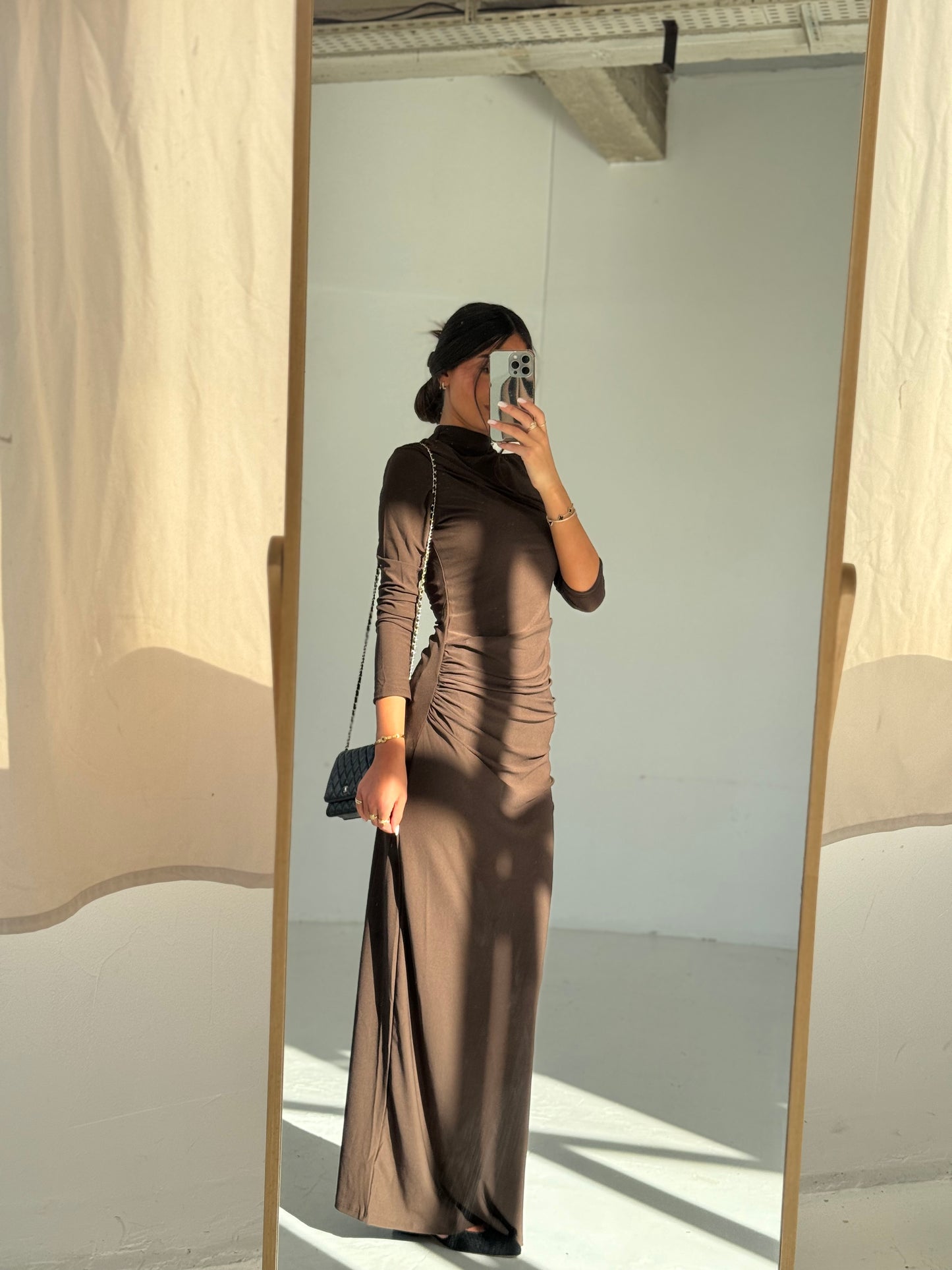 Robe longue marron