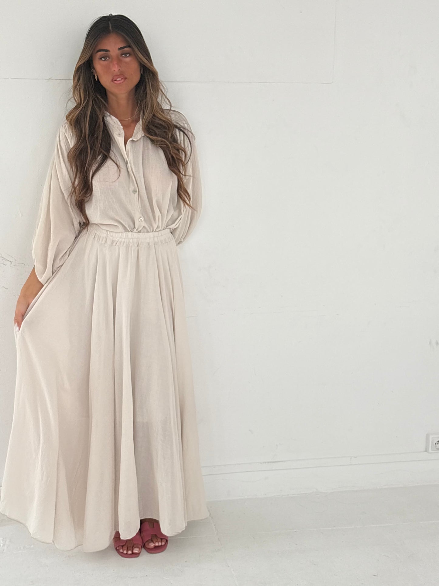 Jupe en lin Beige
