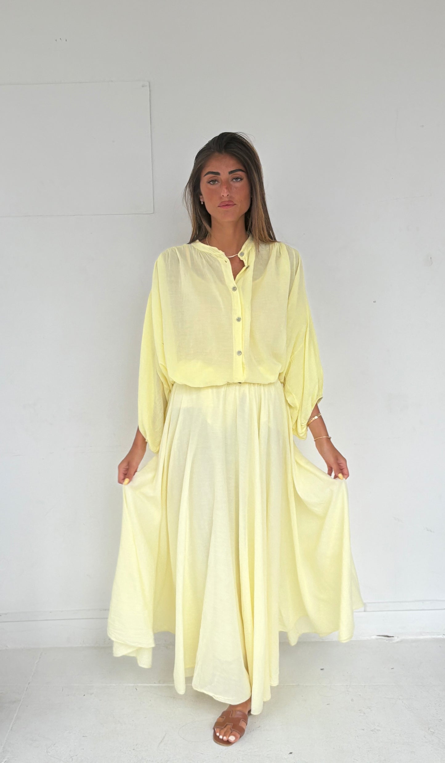 Chemise en lin jaune