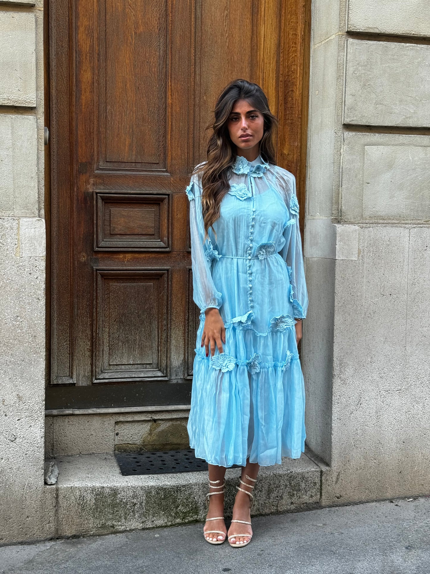 Robe en voile à fleurs