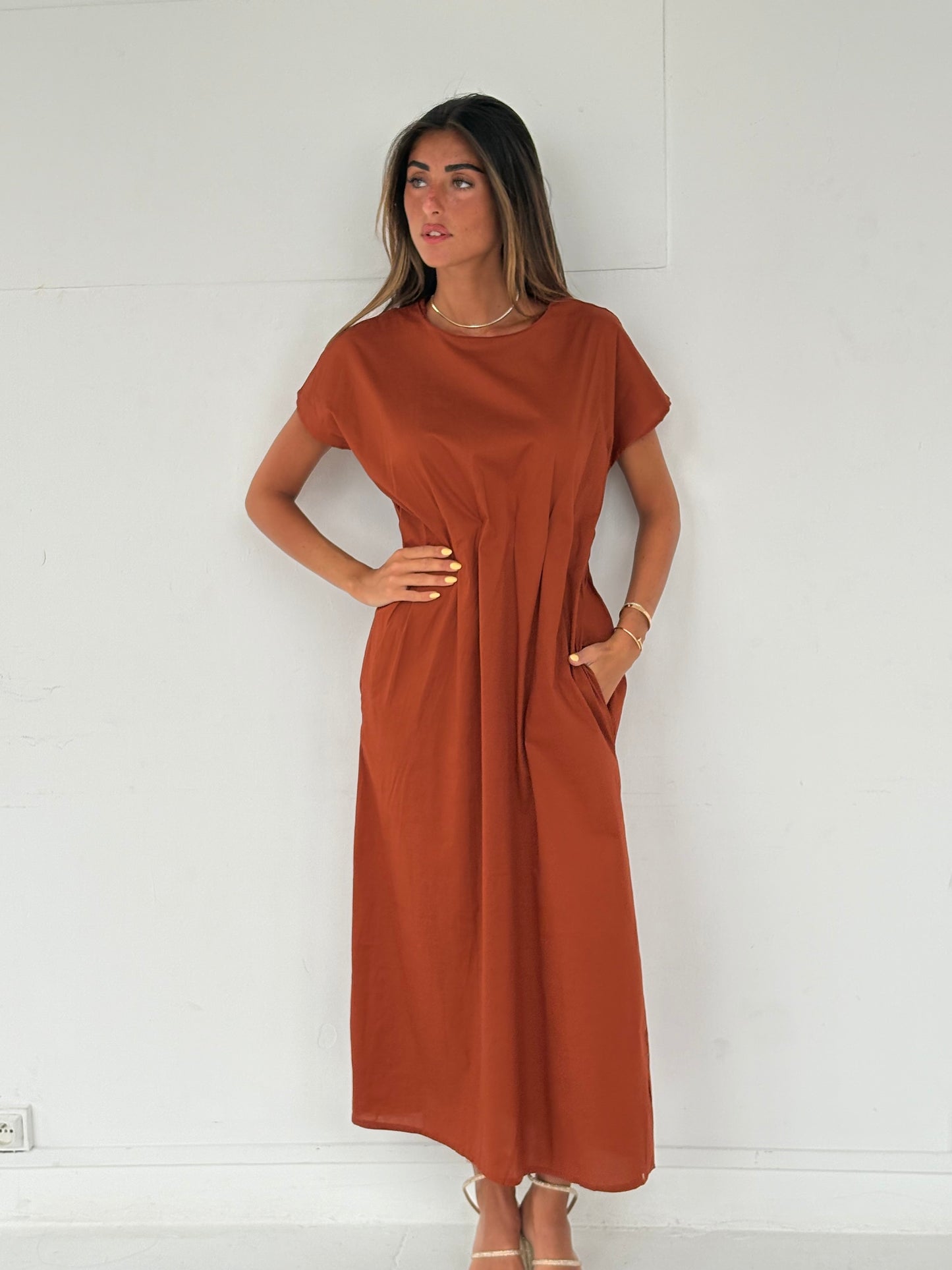 Robe chemise cintré rouille