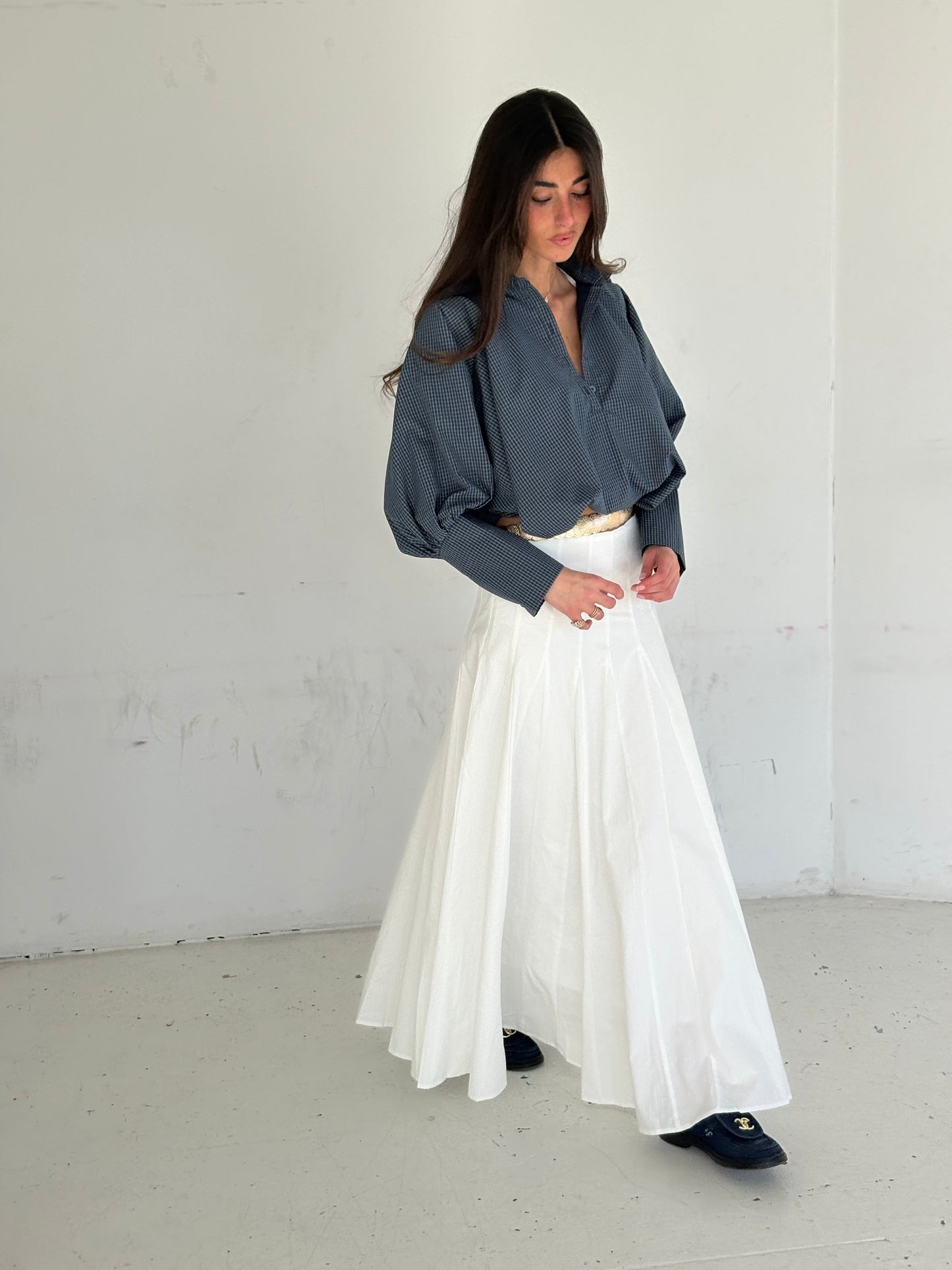 Chemise bouffante à carreaux