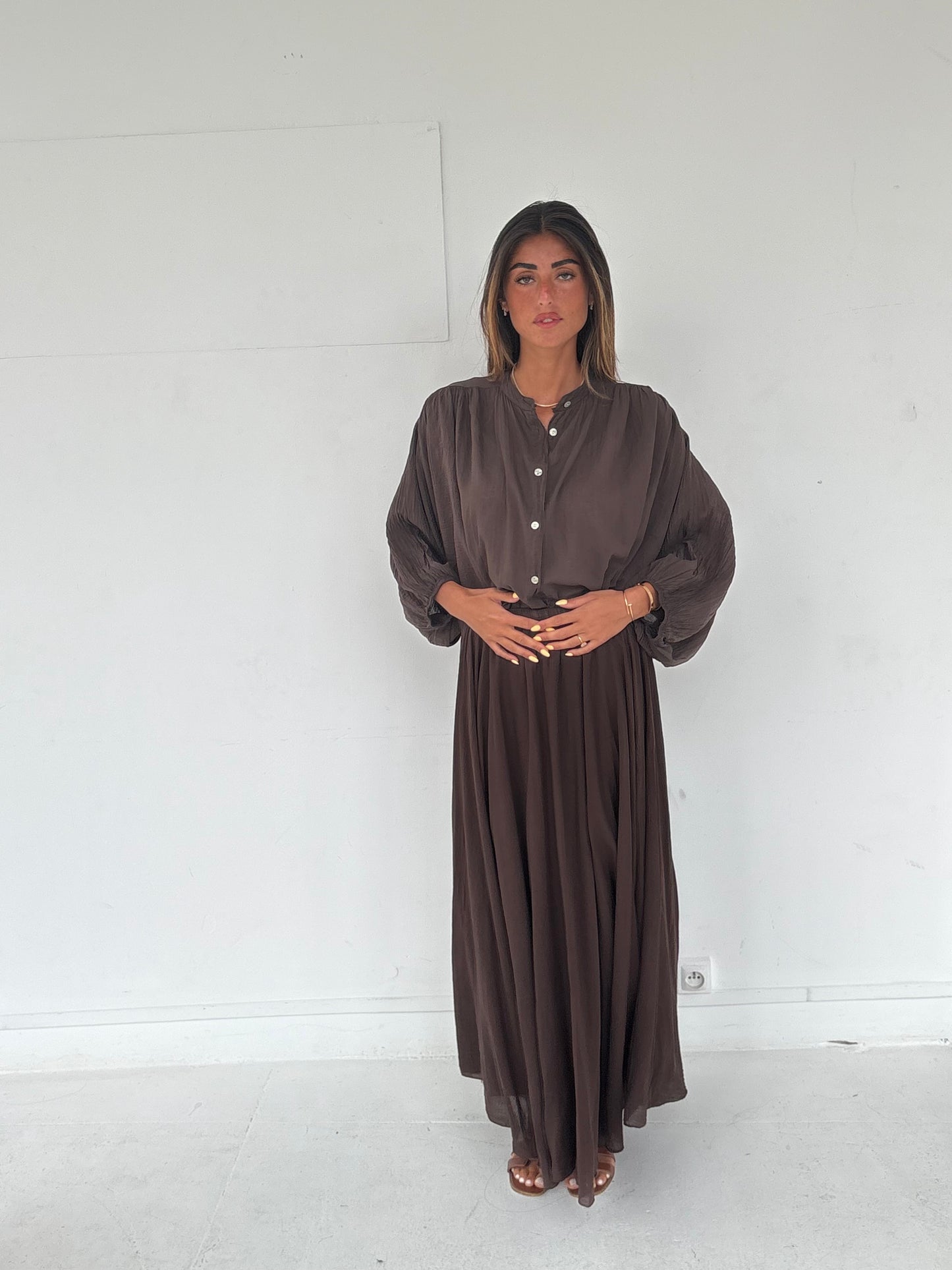 Chemise en lin marron