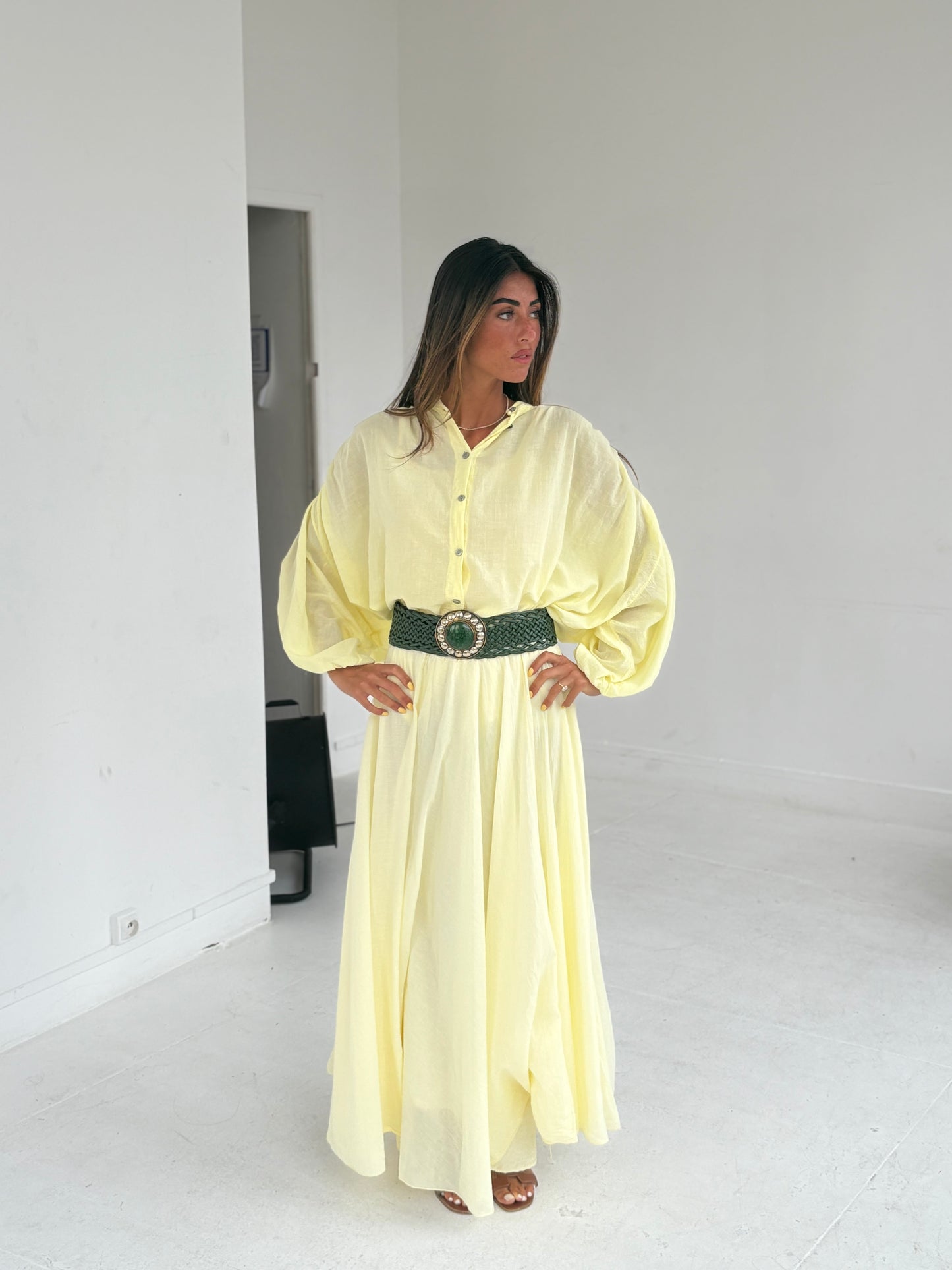 Chemise en lin jaune