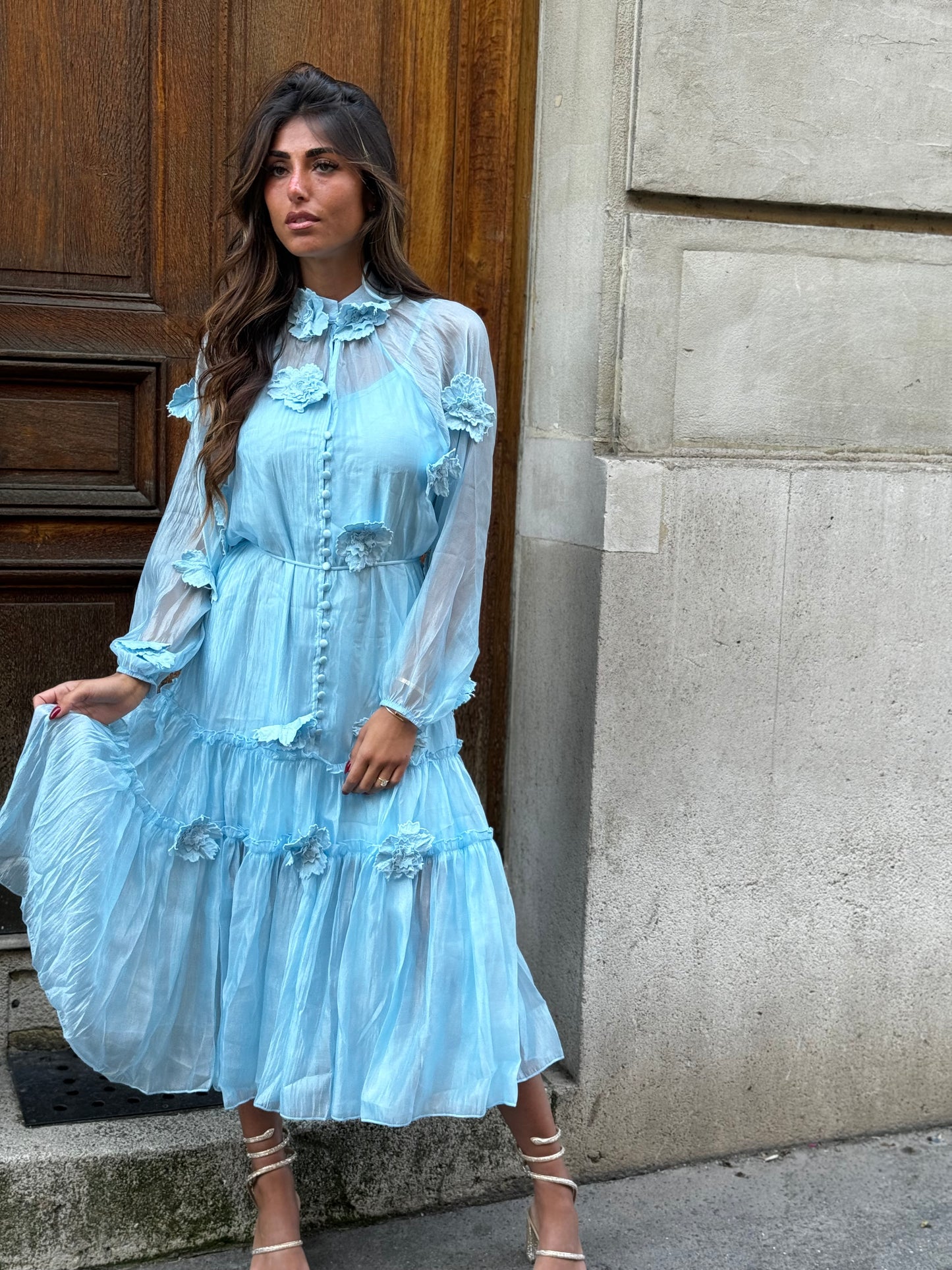 Robe en voile à fleurs