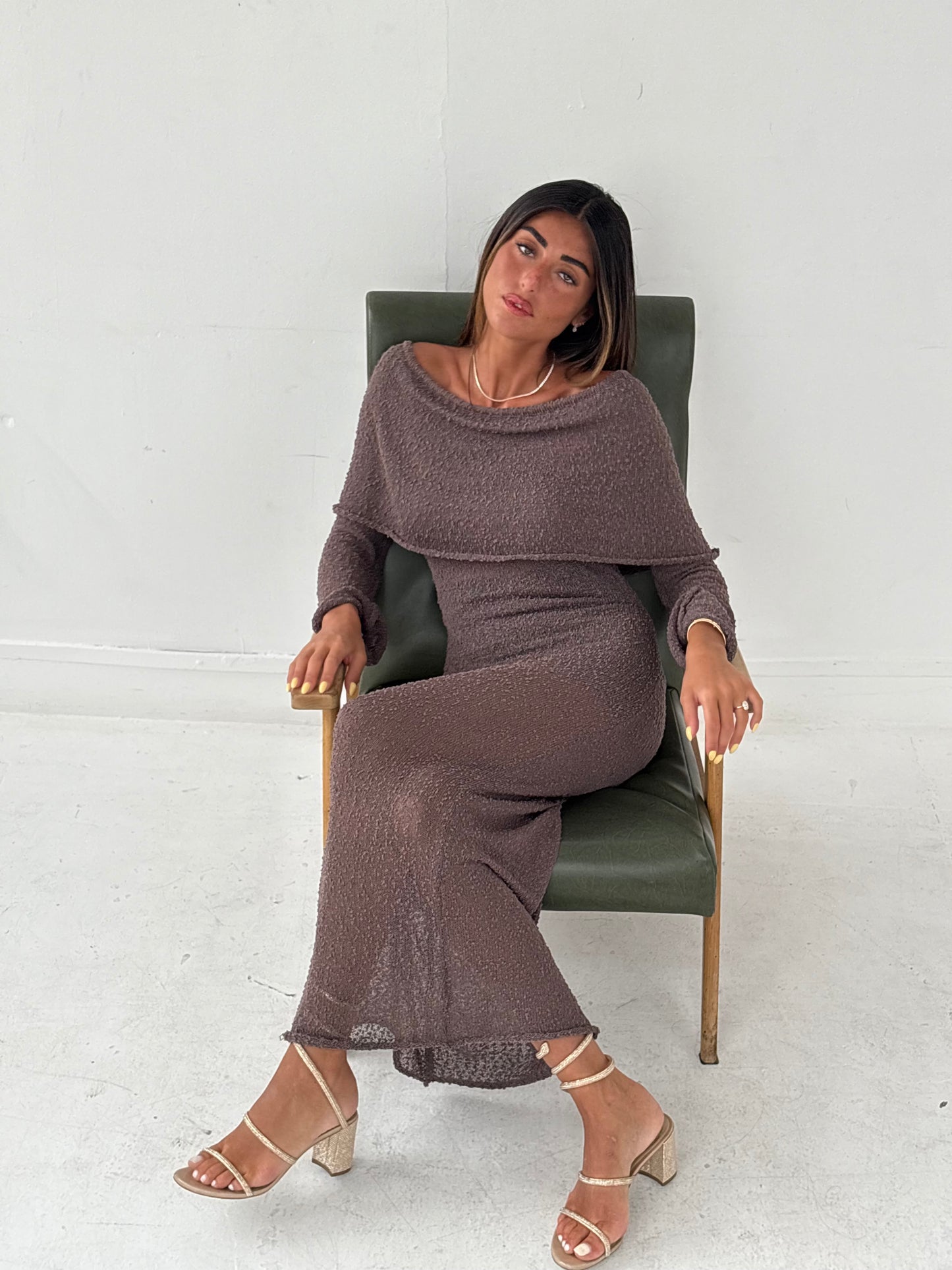 Robe longue marron