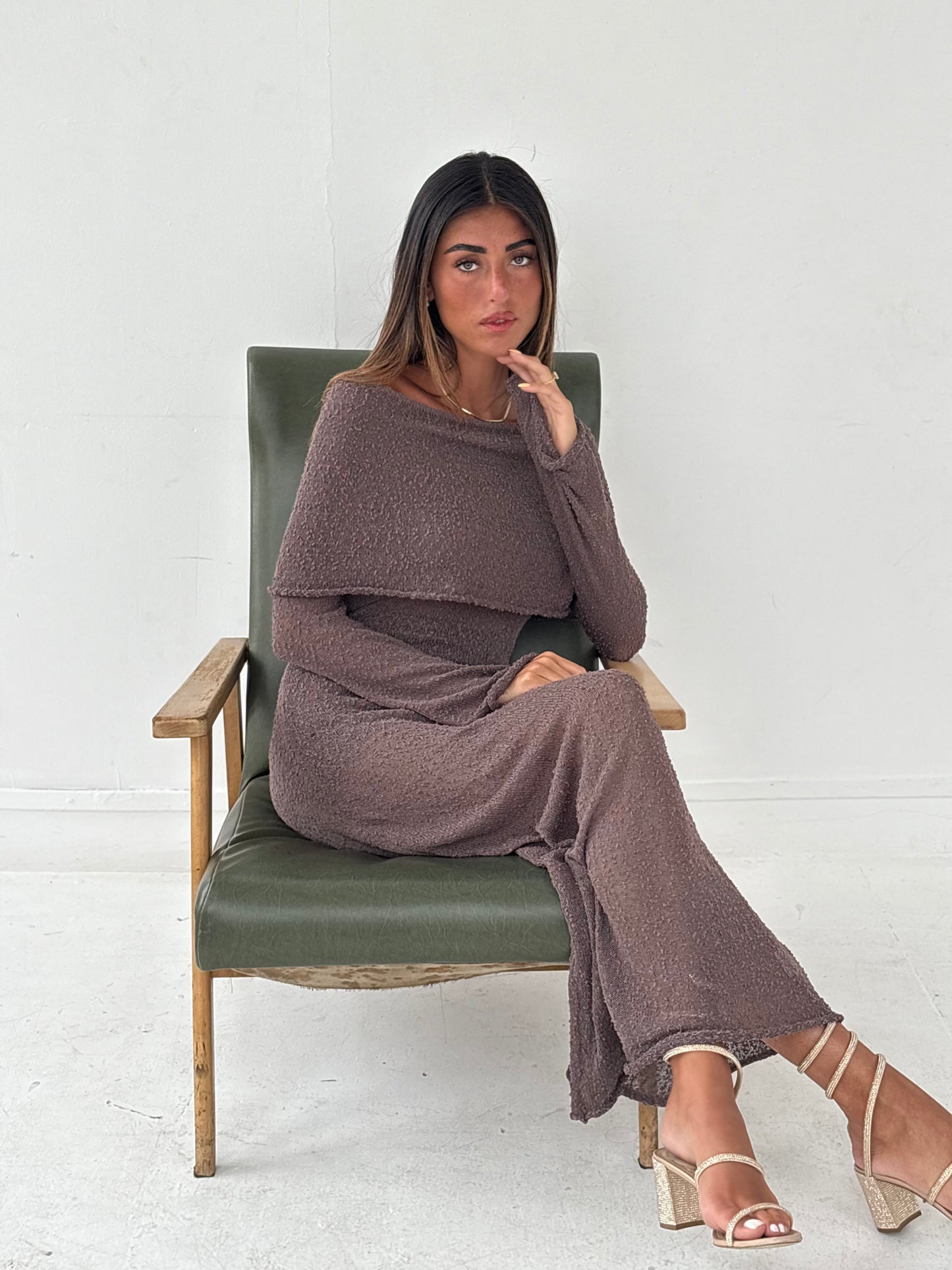 Robe longue marron