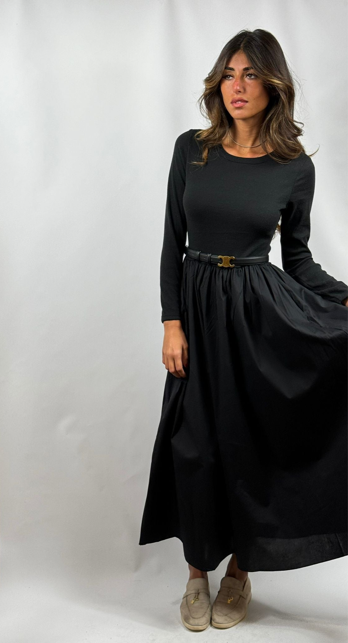 Robe Silhouette Évasée Noir