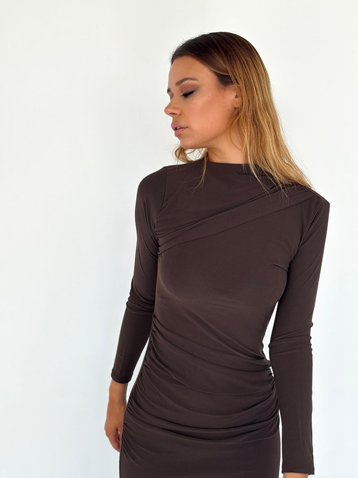 Robe longue marron