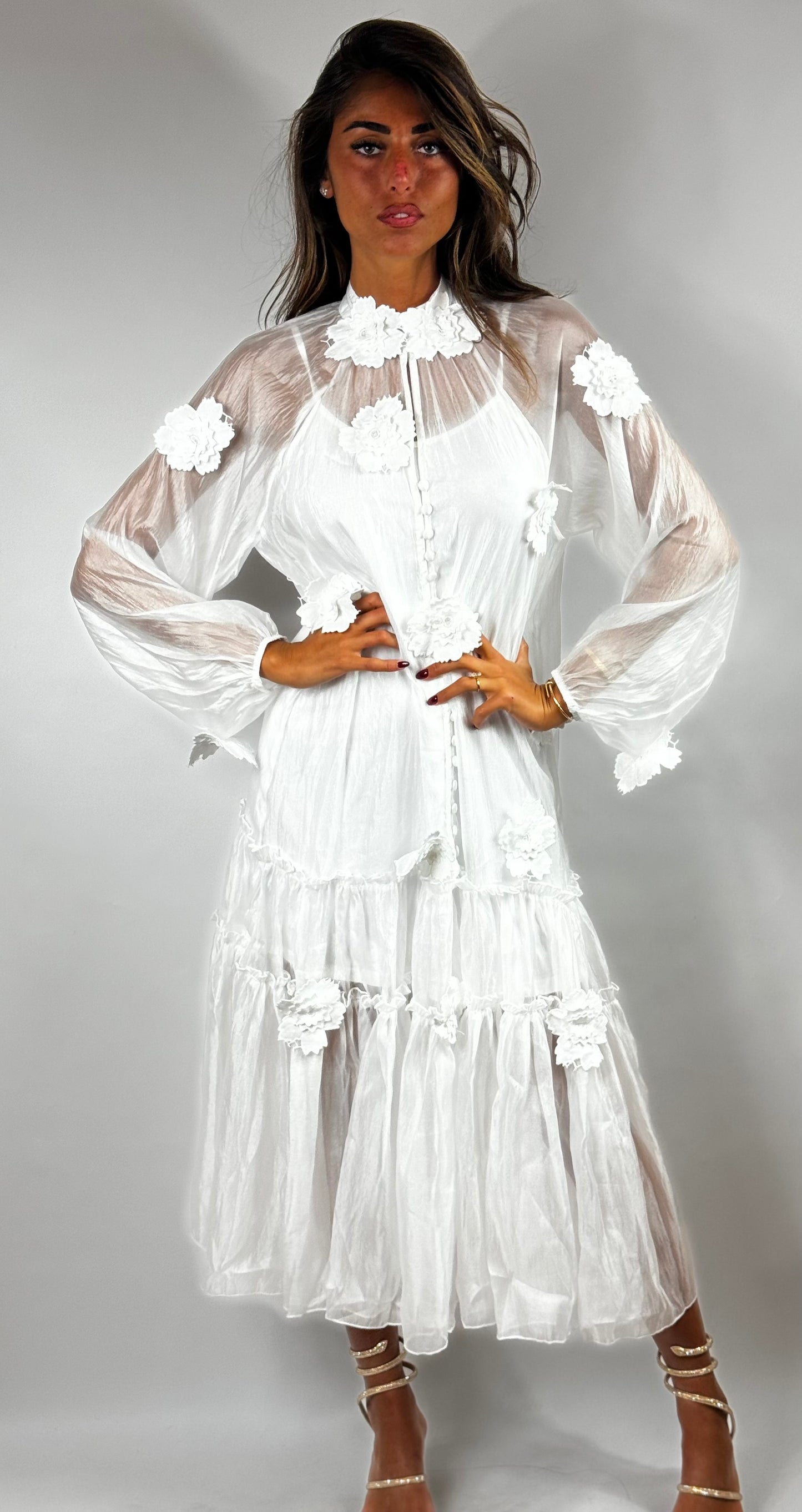 Robe en voile à fleurs