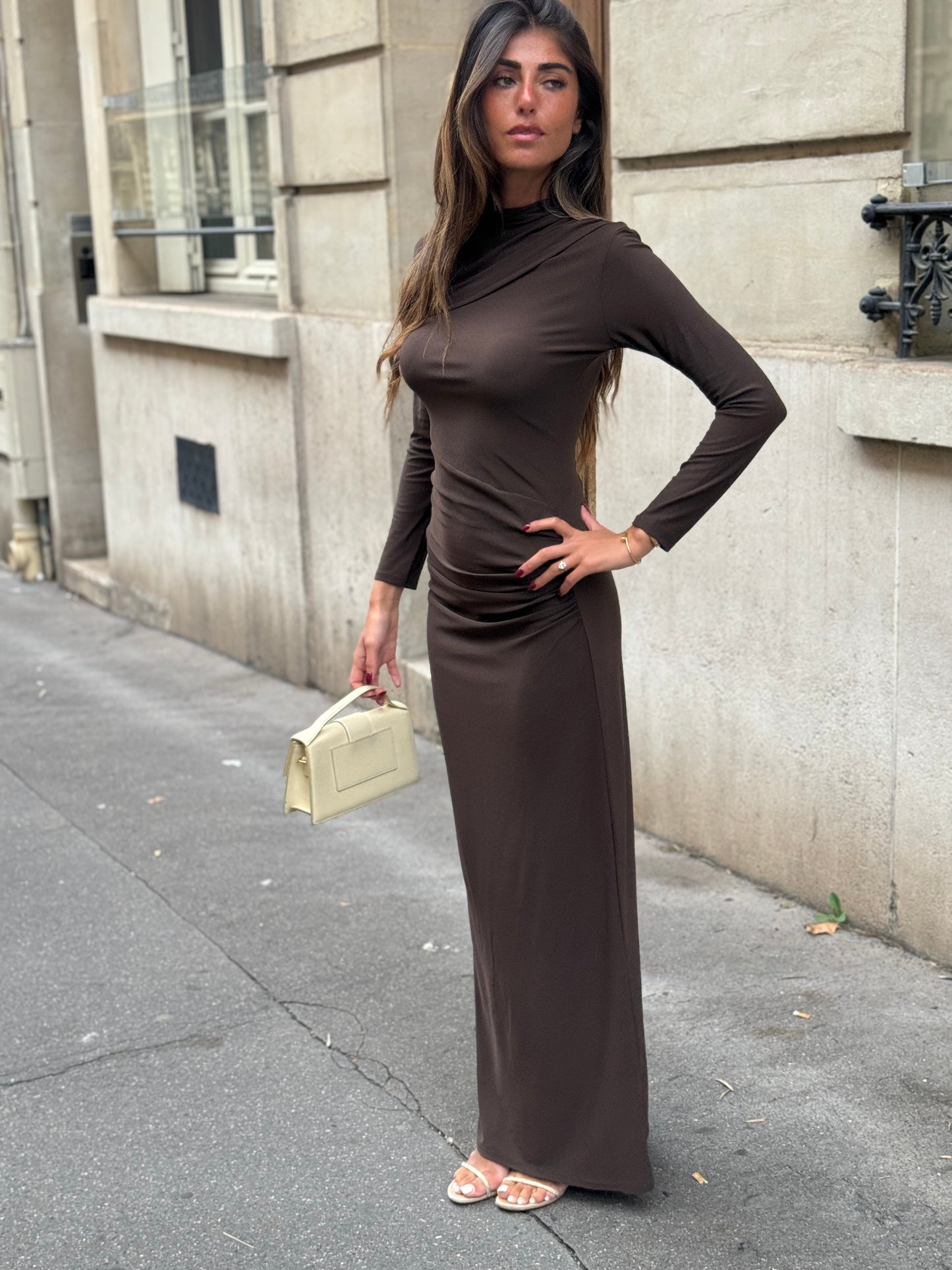 Robe longue marron