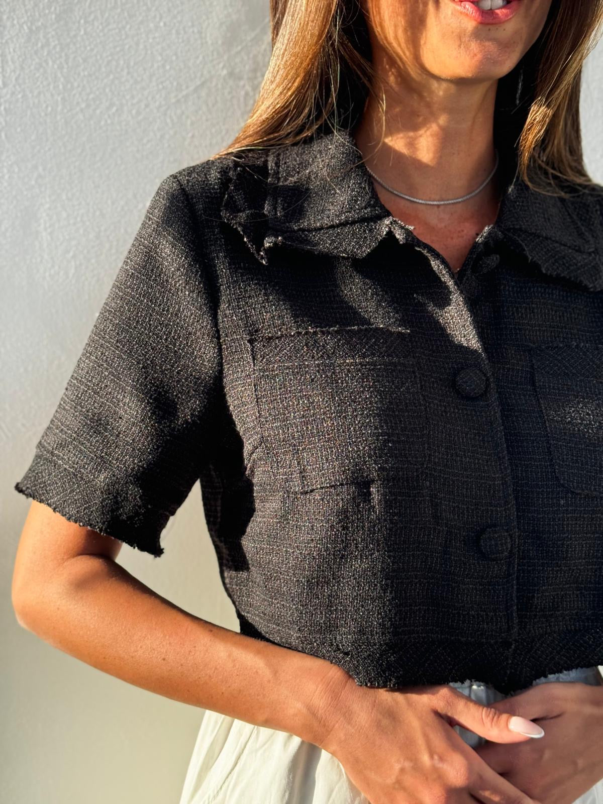 Haut en tweed noire