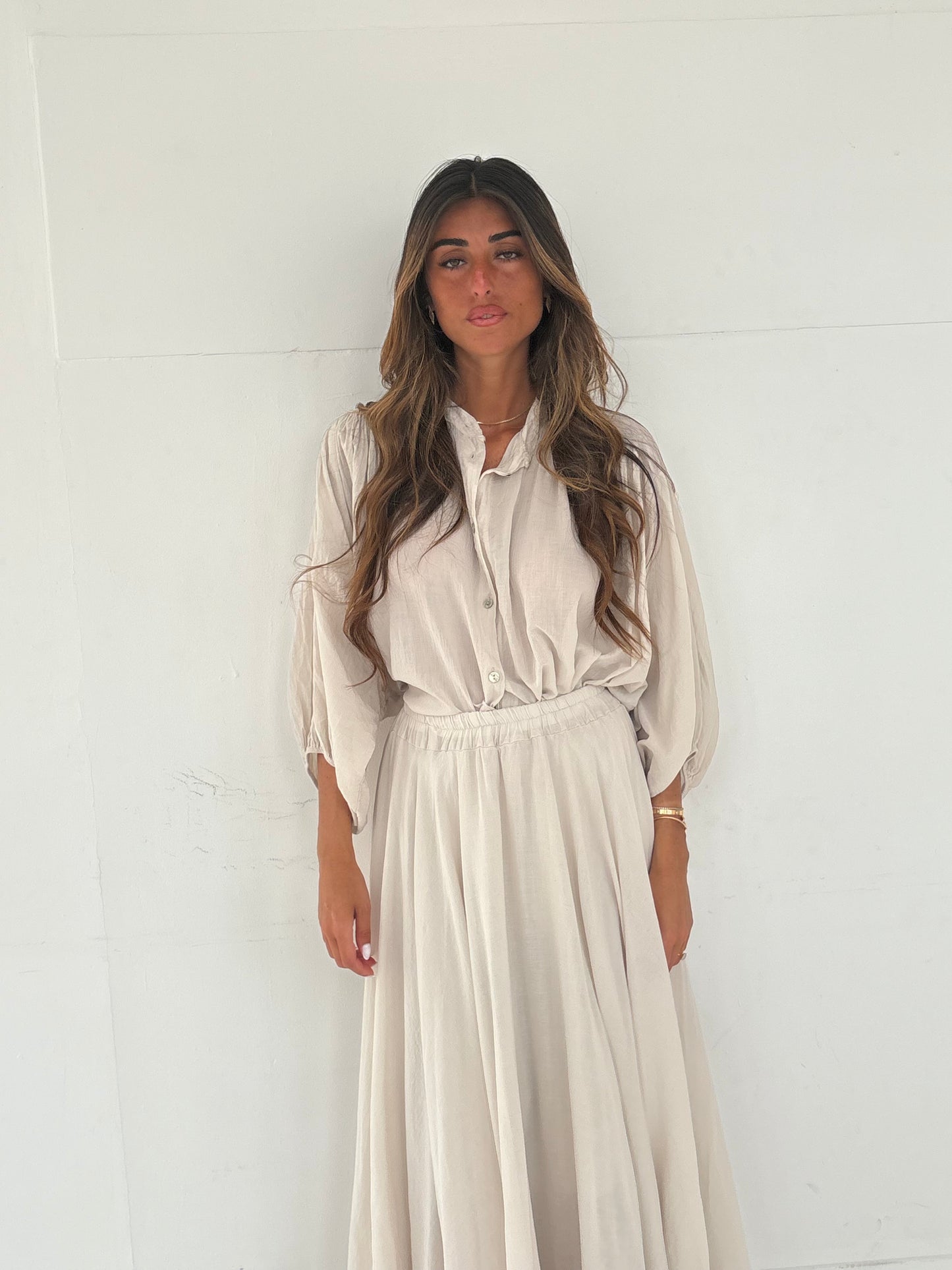 Jupe en lin Beige