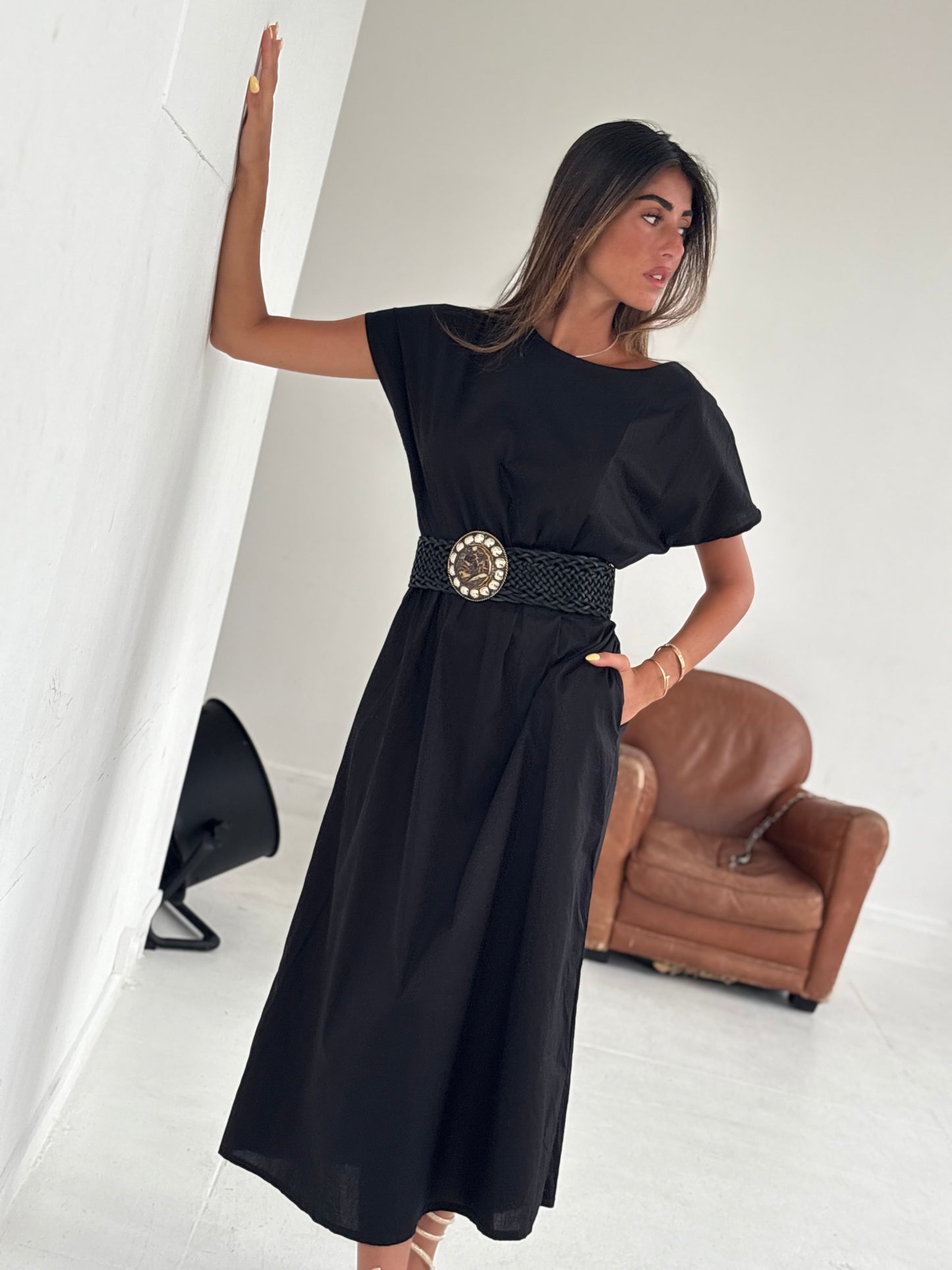 Robe chemise cintrée noir