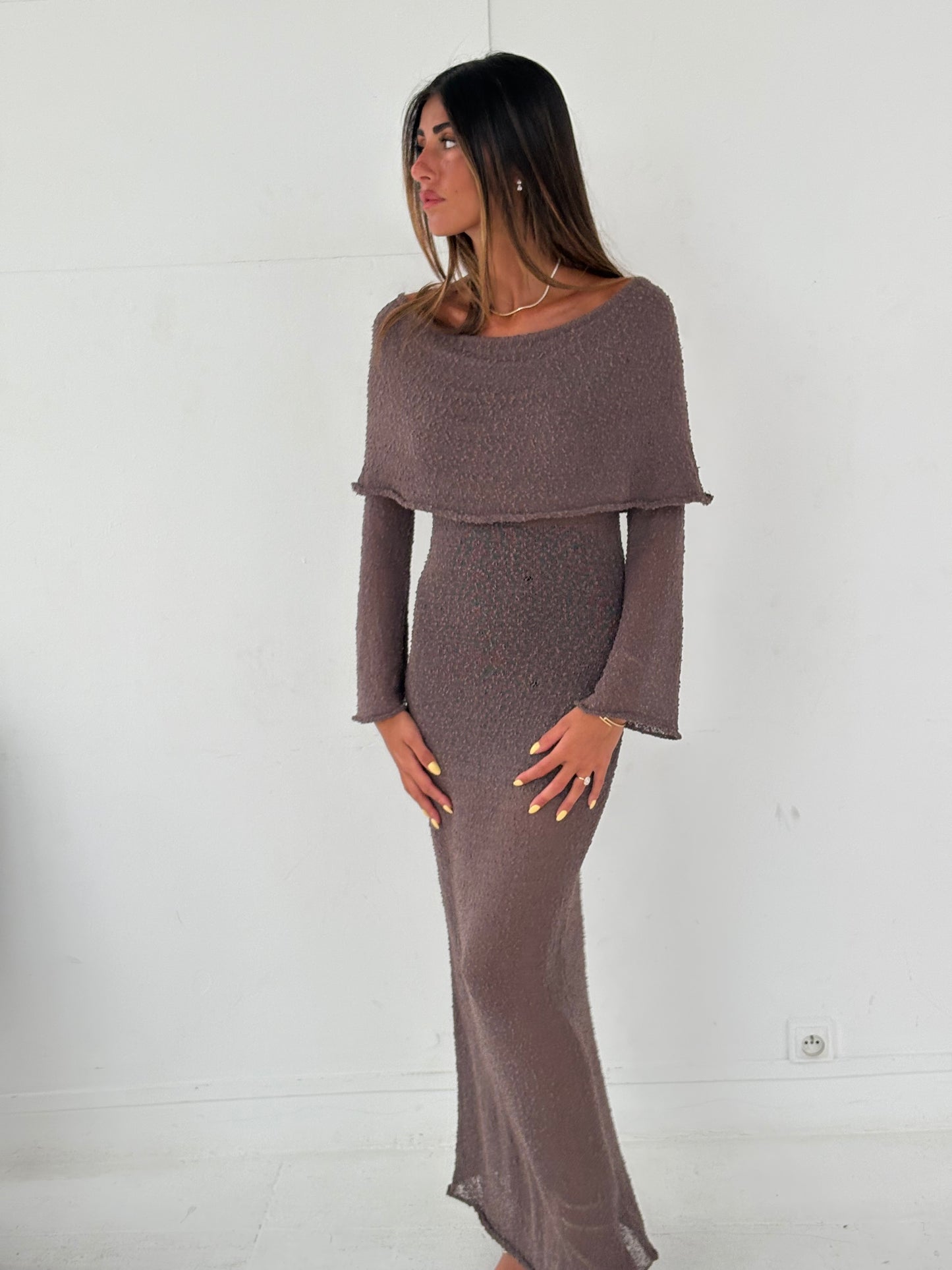Robe longue marron