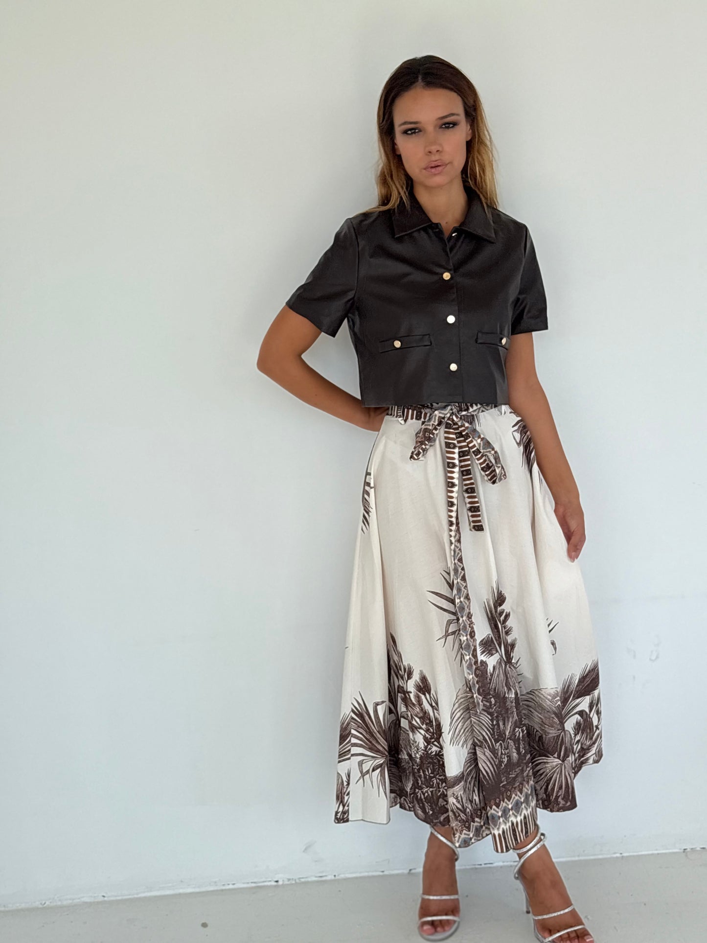 Haut en cuir marron