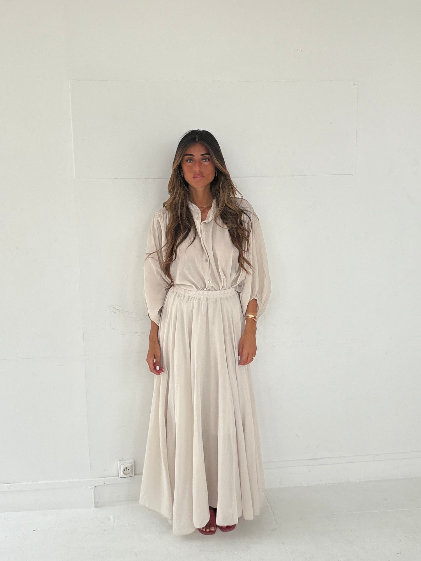 Jupe en lin Beige