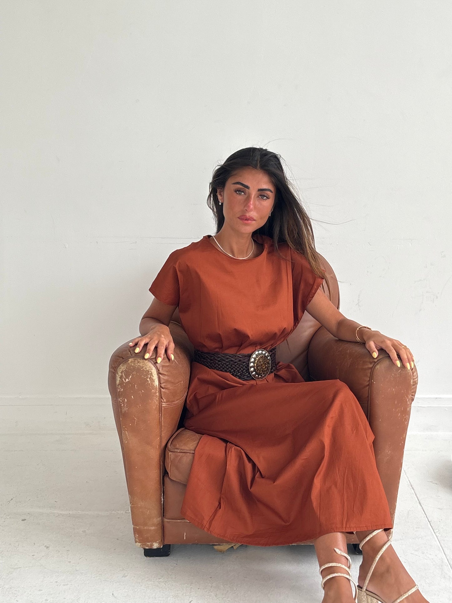 Robe chemise cintré rouille