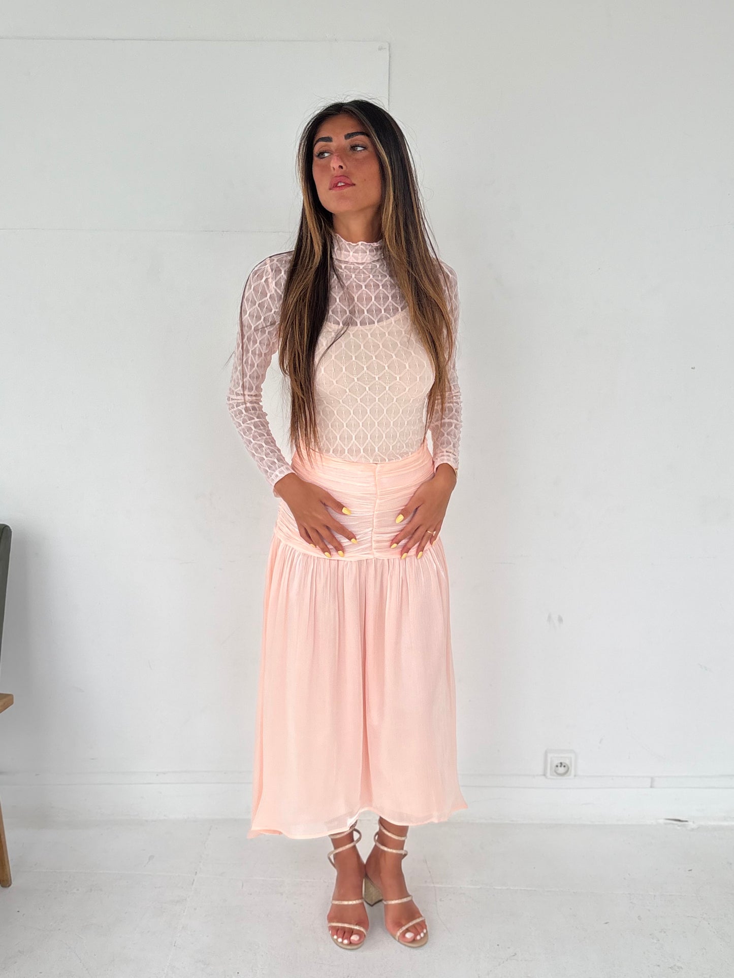 Jupe plissée rose