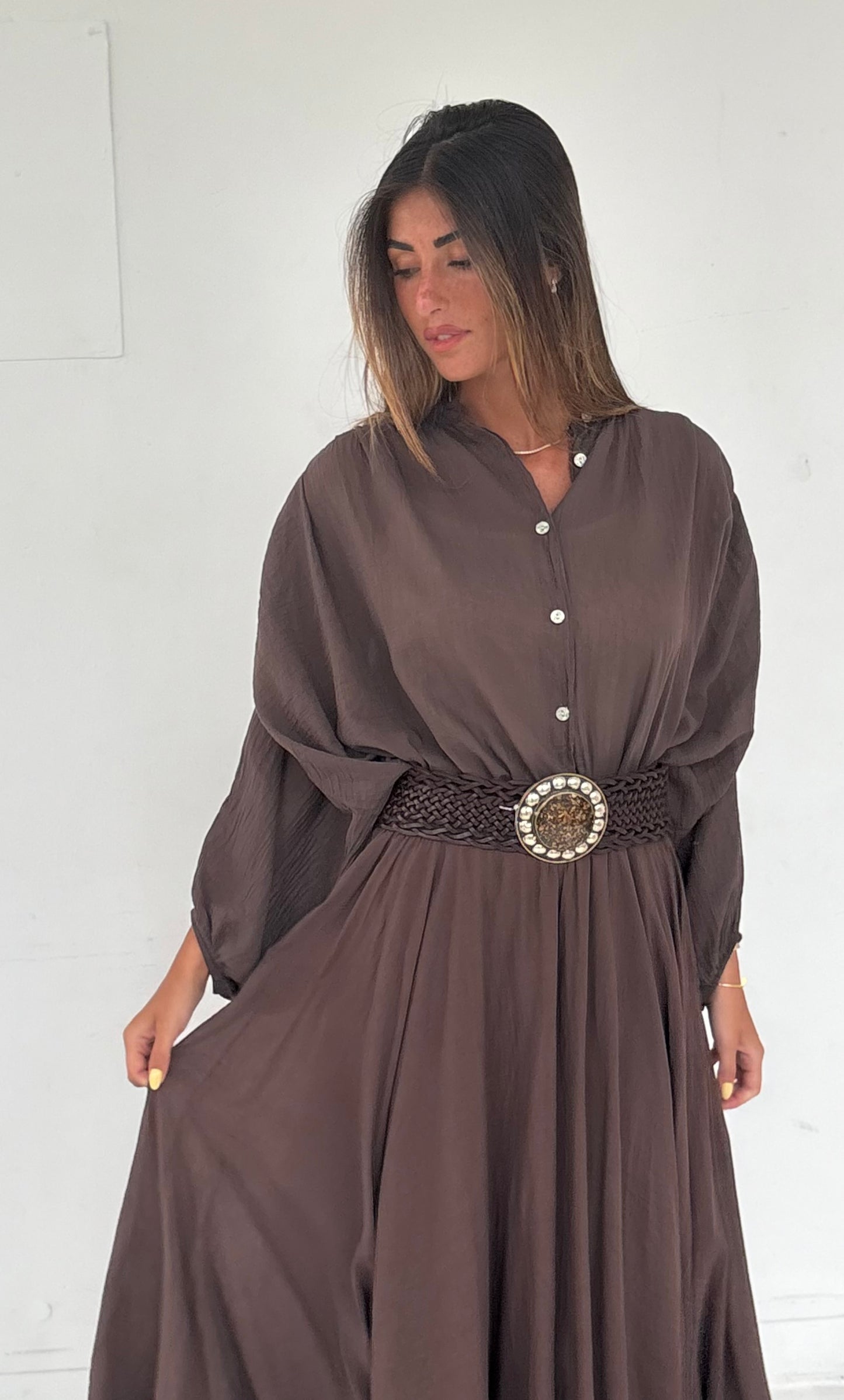 Chemise en lin marron