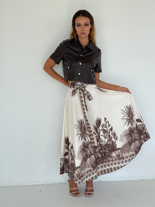 Jupe florale marron