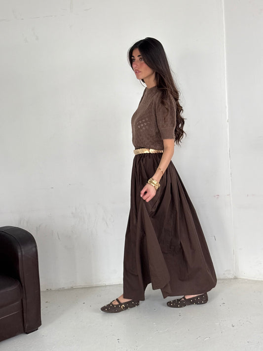 Jupe évasée marron