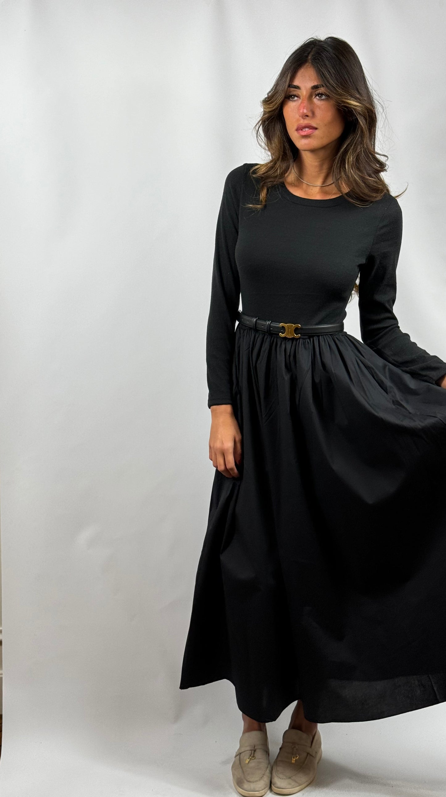 Robe Silhouette Évasée Noir