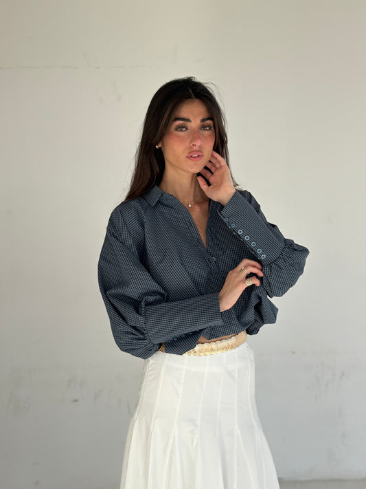 Chemise bouffante à carreaux