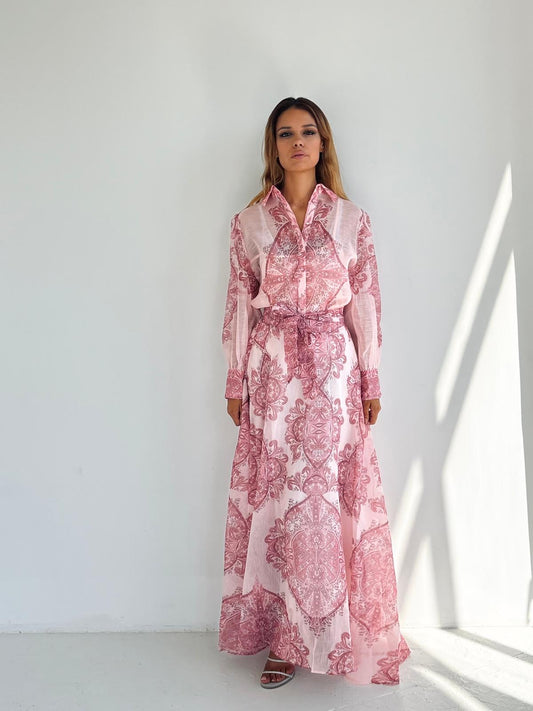Ensemble à motifs roses