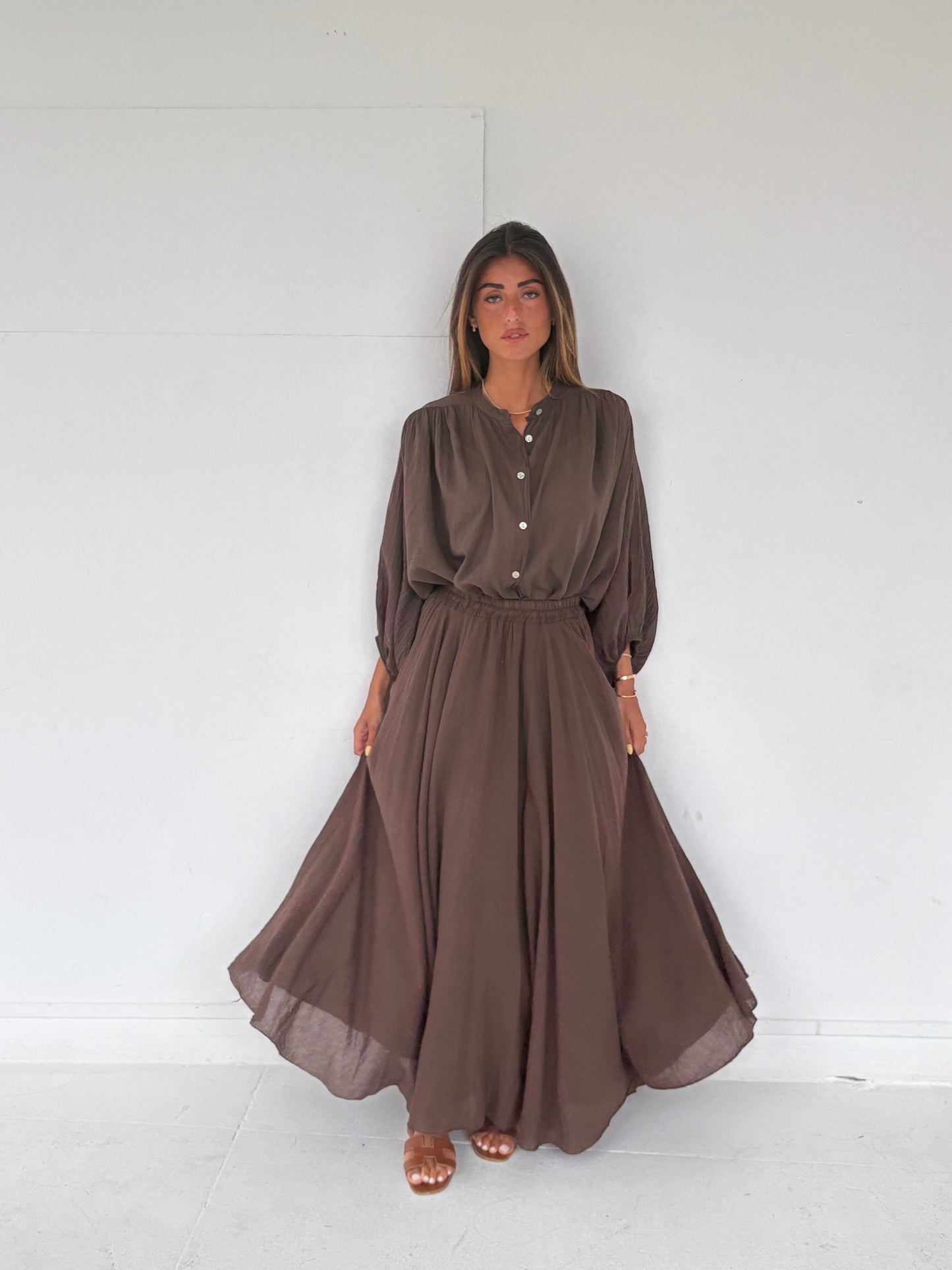 Chemise en lin marron
