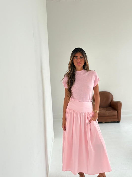 Jupe évasée rose