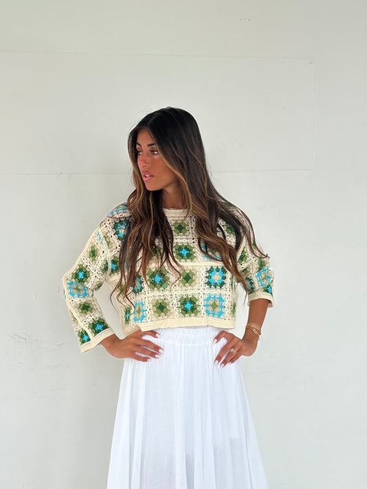 Haut à crochet vert