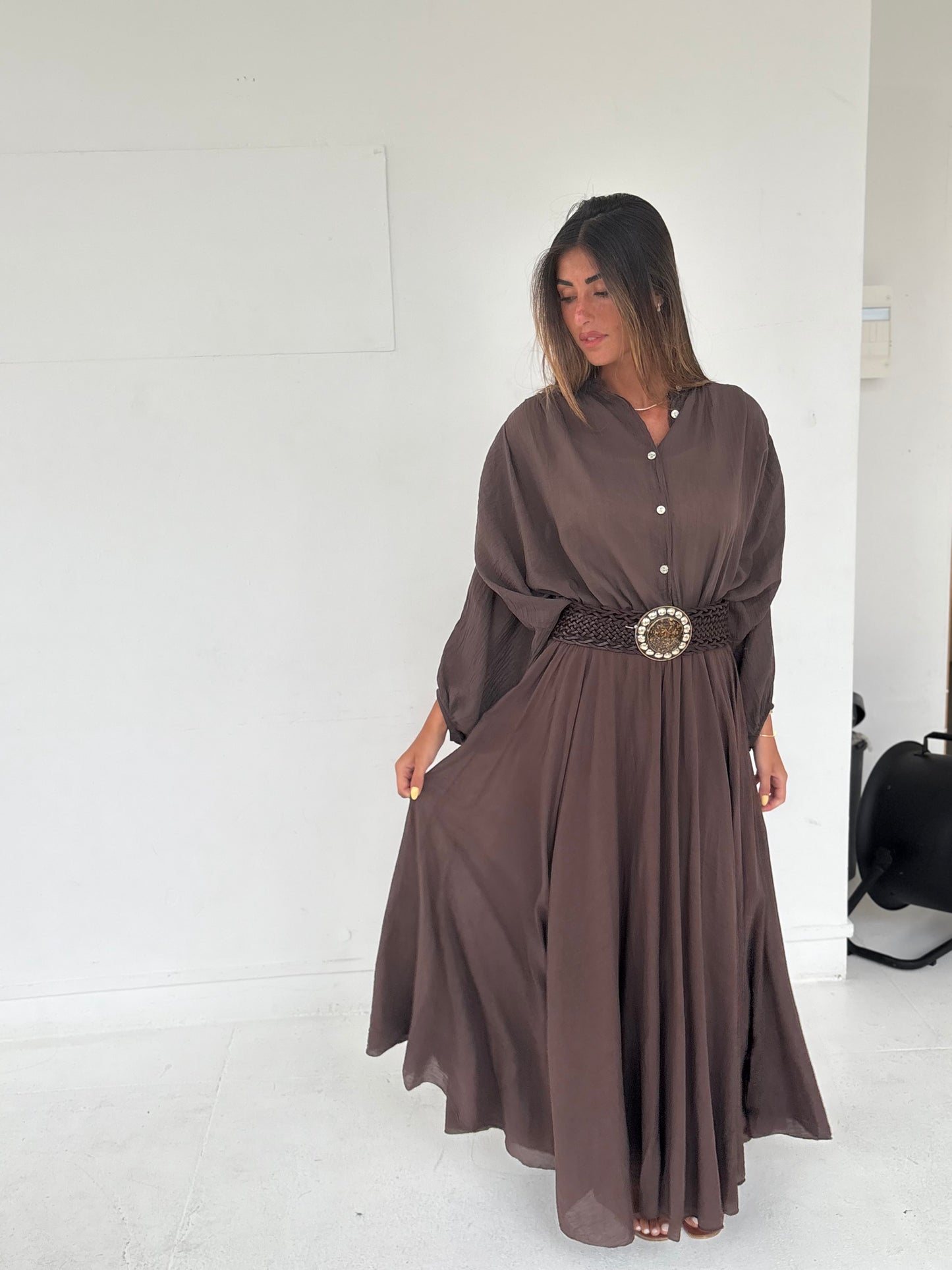 Chemise en lin marron