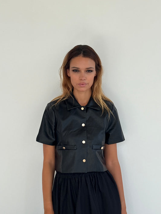 Haut en cuir noir
