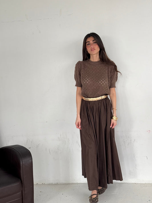 Jupe évasée marron
