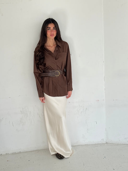 Jupe en satin crème