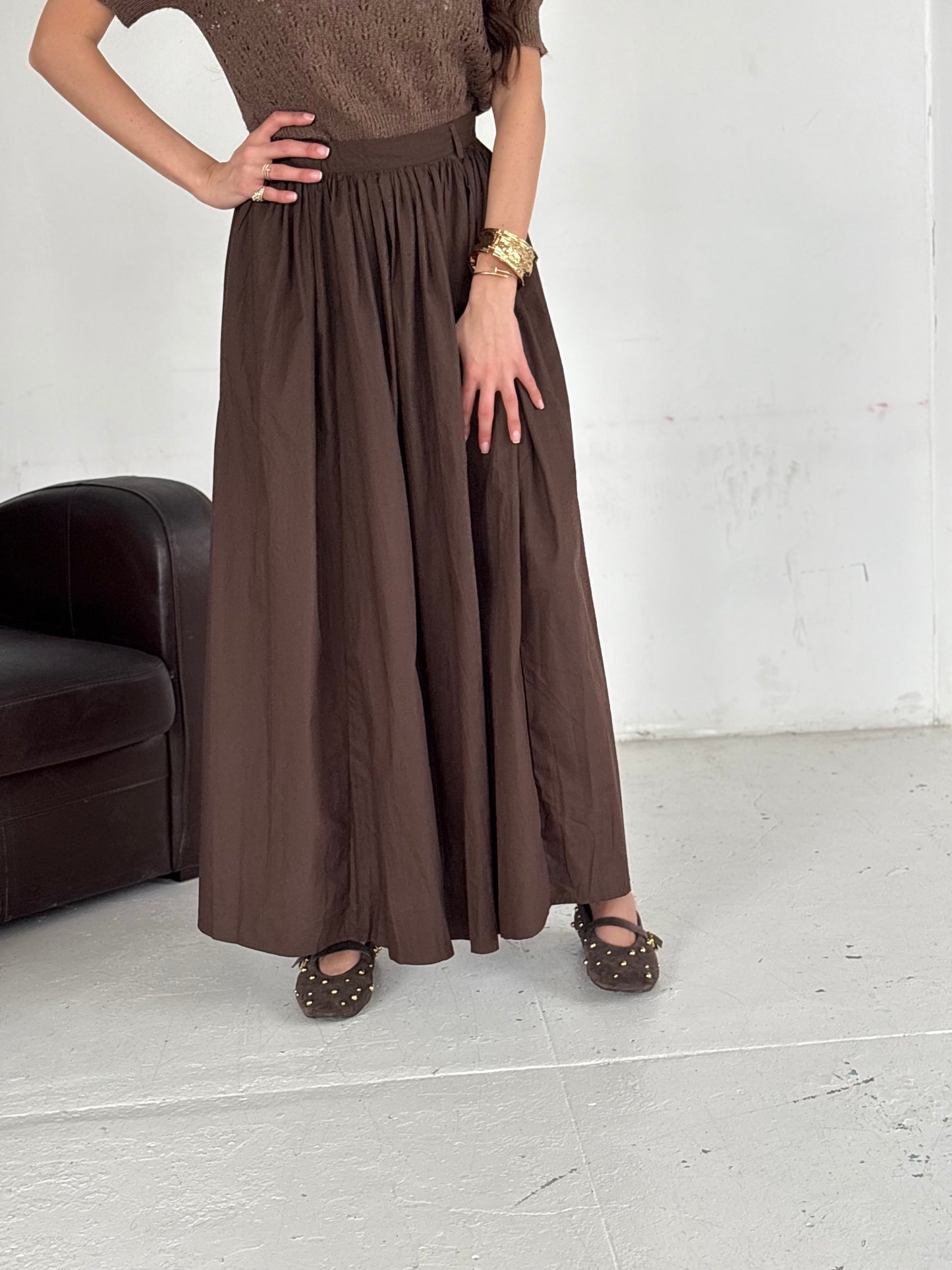 Jupe évasée marron